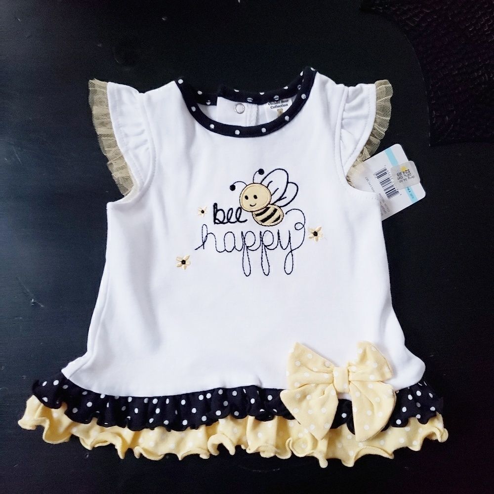 Vintage Nwt Cuddle Bear Retired Bee Ruffled Dress